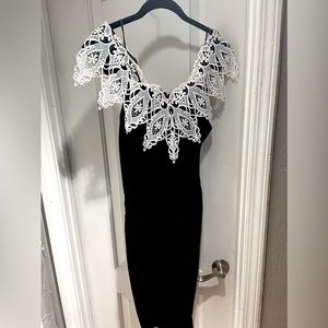 Black dress with white trimmings